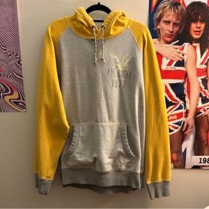 American Eagle Outfitters Gray and Yellow Men's Hoodie